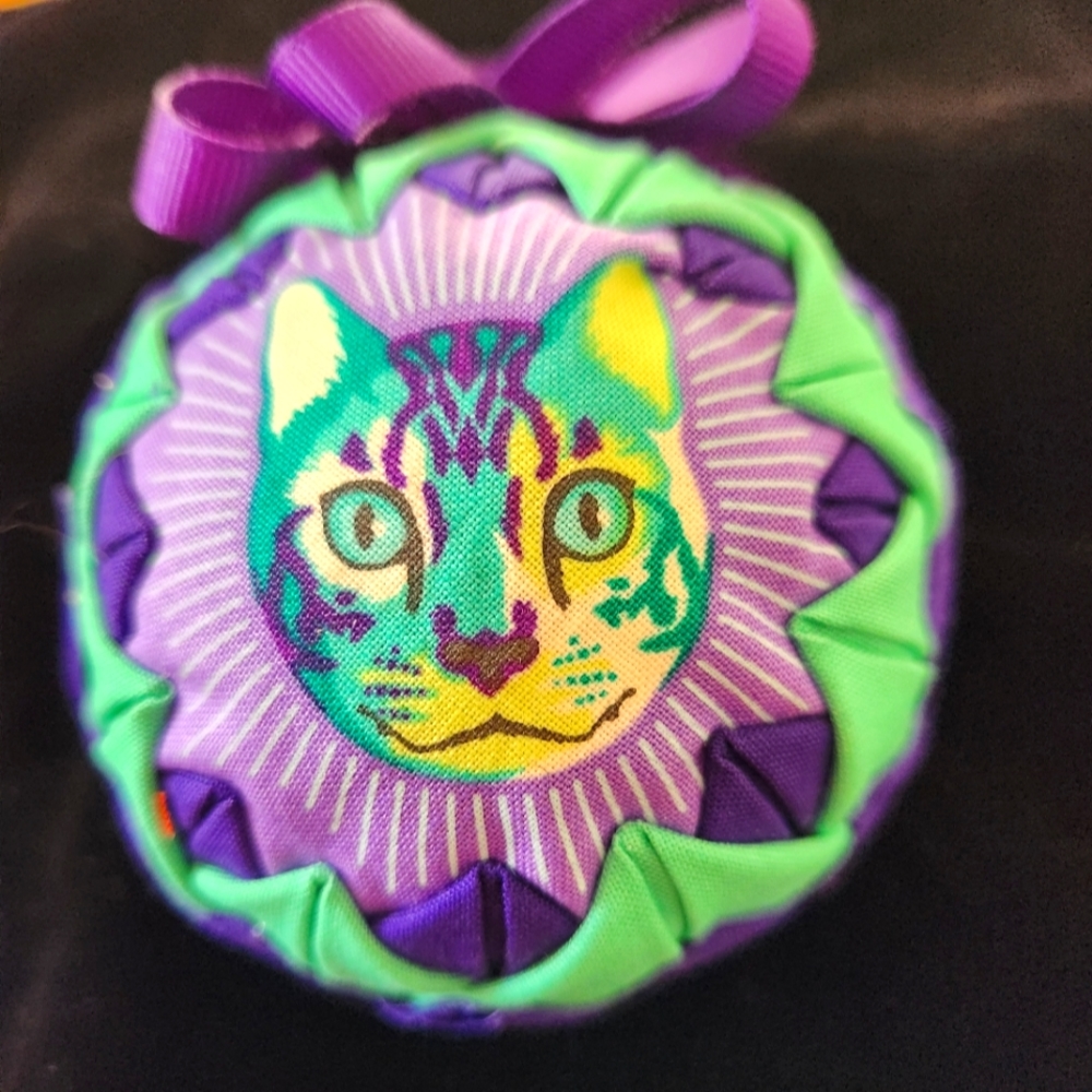 Ornament with Tula Pink Cat Fabric